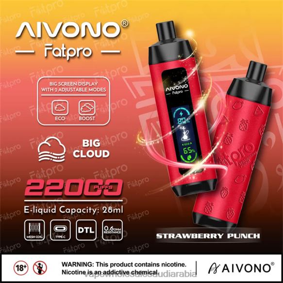 Vape بالجملة - Aivono Fatpro 22000 لكمة الفراولة 428Z28