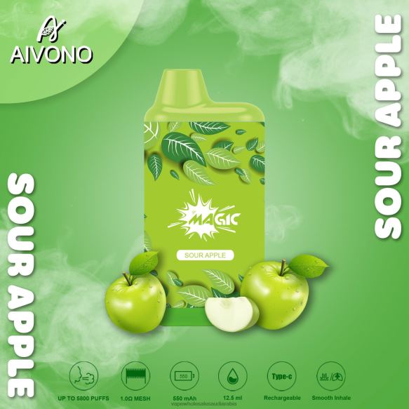 Vape Store Saudi Arabia - Aivono AIM MAGIC 5800 علبة سجائر بالفم التفاح الحامض 428Z287