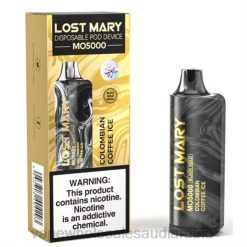 السيجارة الالكترونية بدون نيكوتين | 66TX344 ثلج القهوة الكولومبية LOST MARY MO5000 الذهب الأسود 10 مل