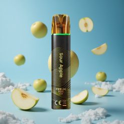 JNR Black&Golden 600+200 Puffs سيجارة إلكترونية ذات استخدام واحد تفاح حامض بسعة 2مل وعمر بطارية 550 مللي أمبير