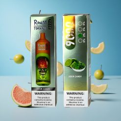 RandM Fumot Tornado 9000 Puffs سكر حامض بطارية 850 مللي أمبير وشاشة RGB