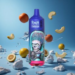 RandM Fumot Tornado 9000 Puffs شاشة RGB أنيقة سعة سائل 18 مل الجليد الأسود