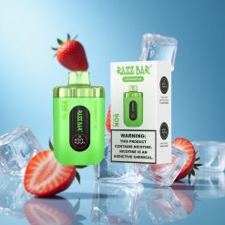 Razz Bar 50K Puffs بخاخة نكهة الفراولة والثلج مع بطارية 650 مAh وشاحن Type-C