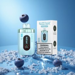 Razz Bar 50K Puffs سيجارة إلكترونية للاستخدام مرة واحدة توت أزرق مثلج مع 50000 نفخة وشاحن Type-C